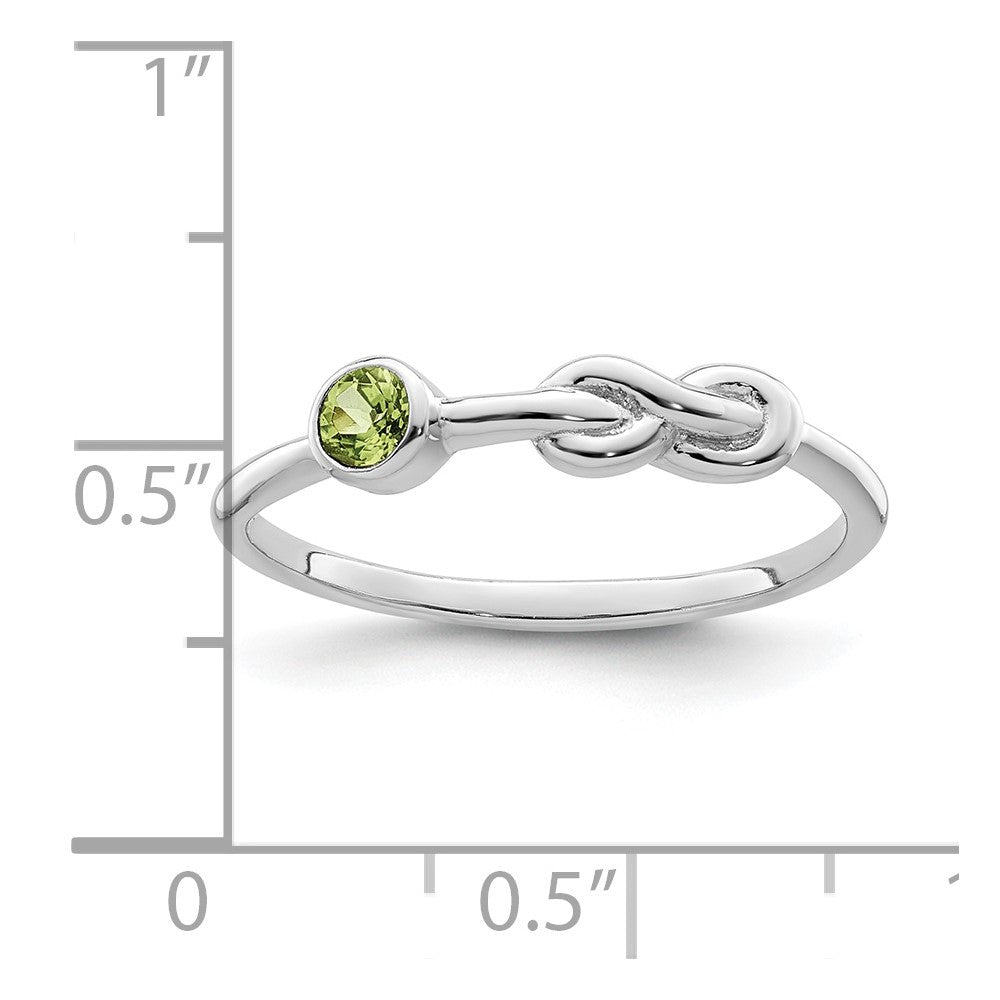 Sterling Silver Rhodium-plated Polished Infinity Peridot Ring