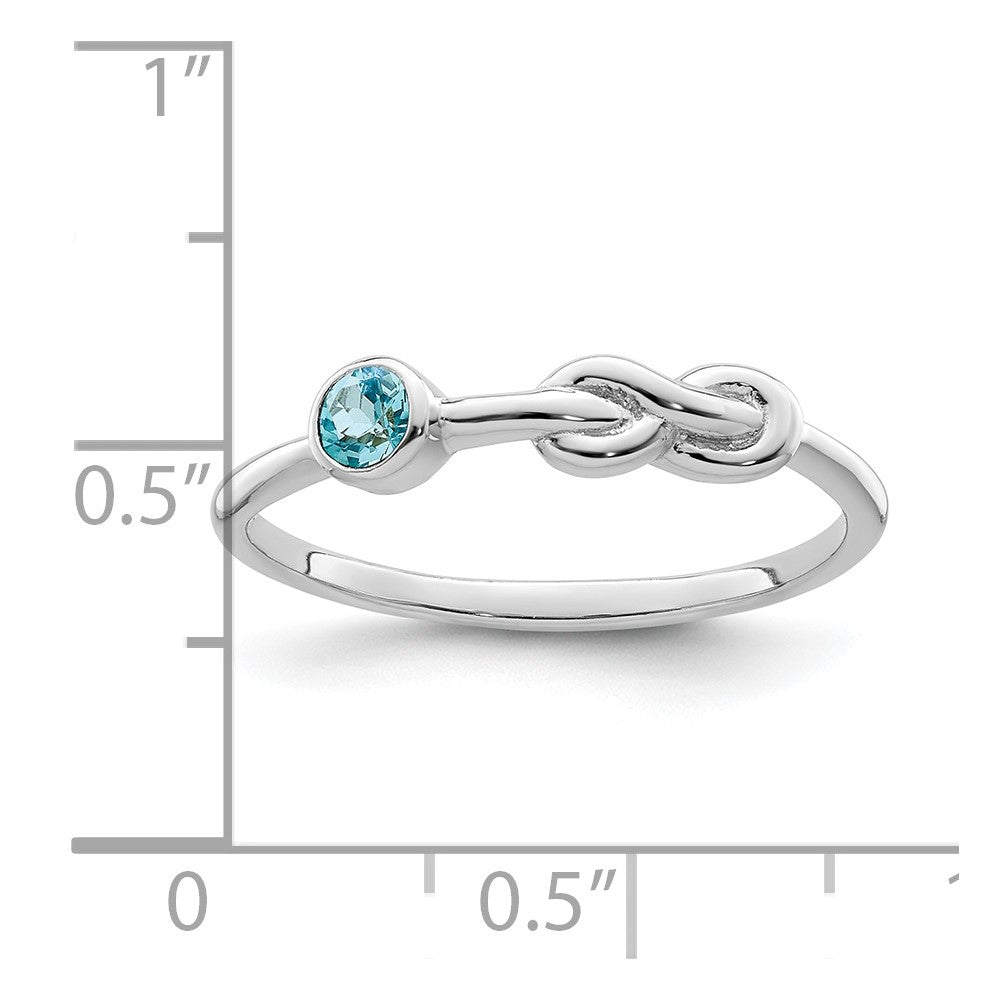 Sterling Silver Rhodium-plated Polished Infinity LS Blue Topaz Ring