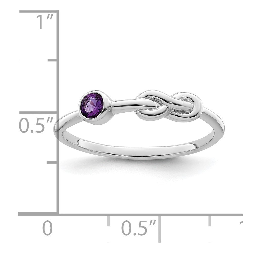 Sterling Silver Rhodium-plated Polished Infinity Amethyst Ring