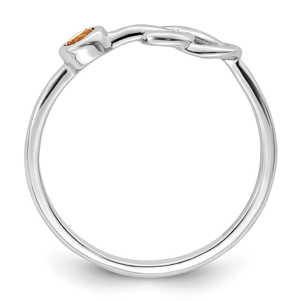 Sterling Silver Rhodium-plated Polished Infinity Citrine Ring