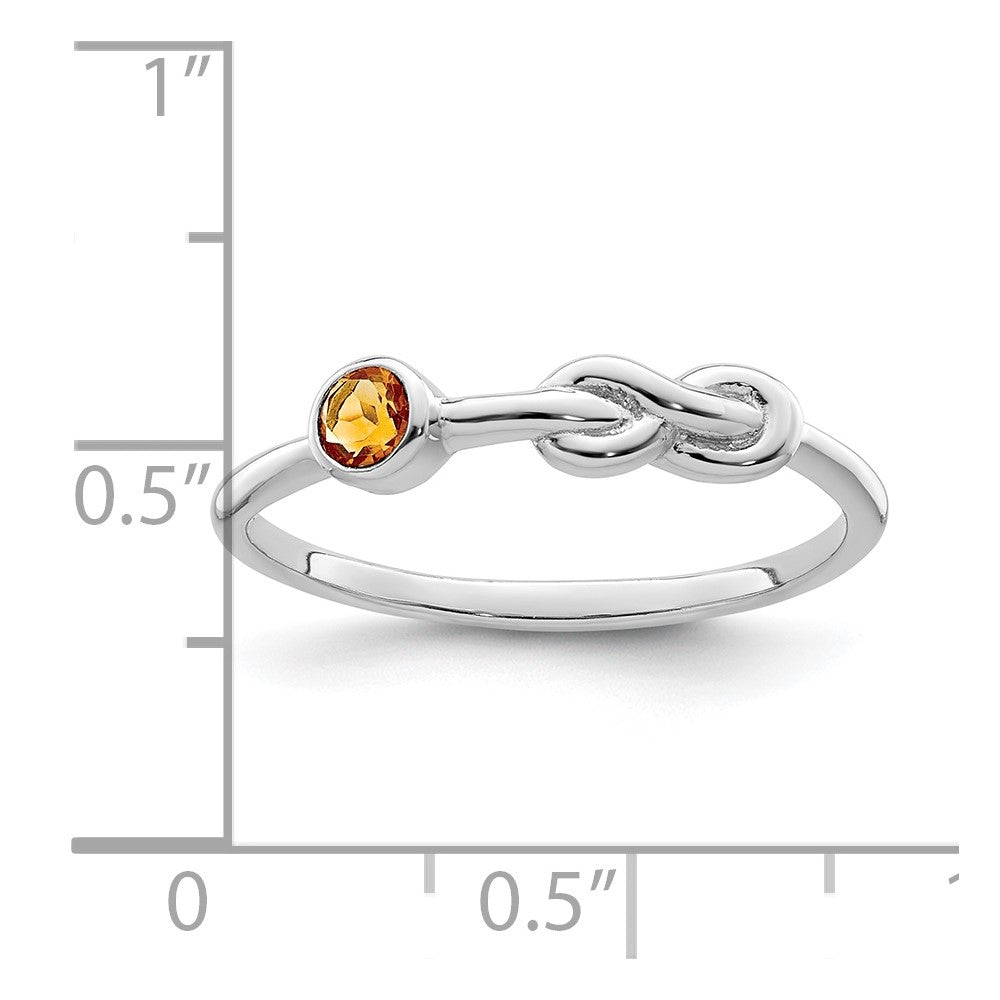 Sterling Silver Rhodium-plated Polished Infinity Citrine Ring