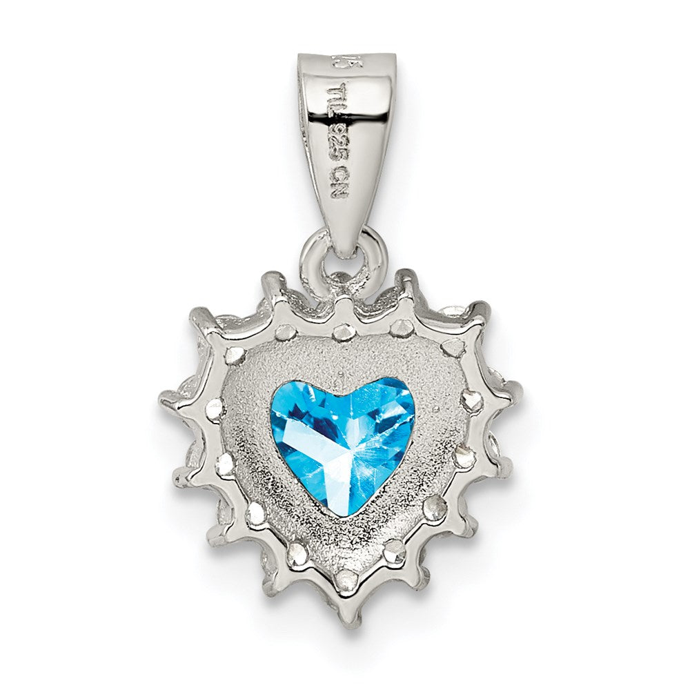 Sterling Silver Blue Topaz & CZ Pendant