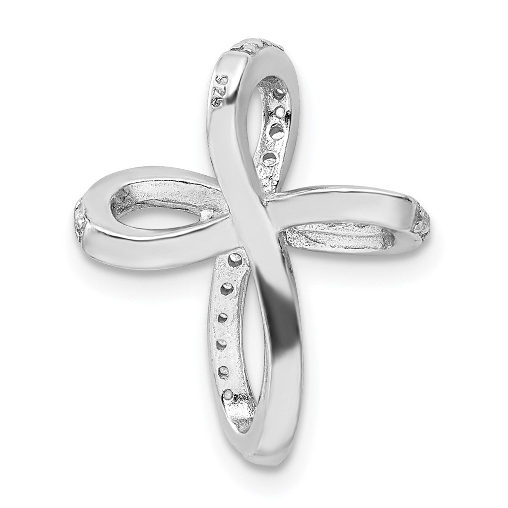 Sterling Silver Rhodium-plated Diamond Cross Pendant