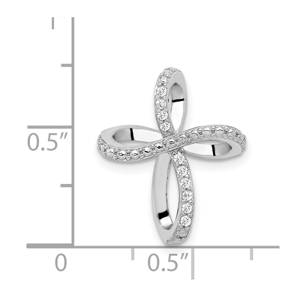 Sterling Silver Rhodium-plated Diamond Cross Pendant