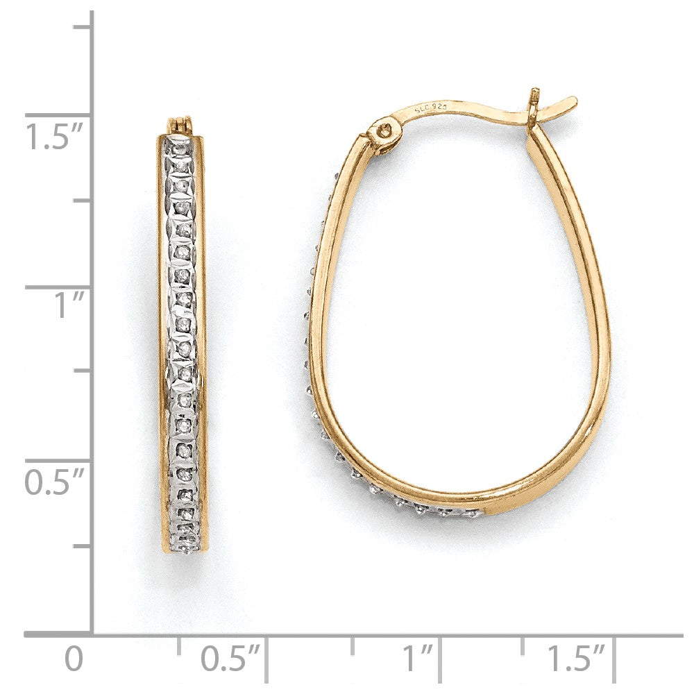 Sterling Silver & Gold-plated Diamond Mystique Pear Hoop Earrings