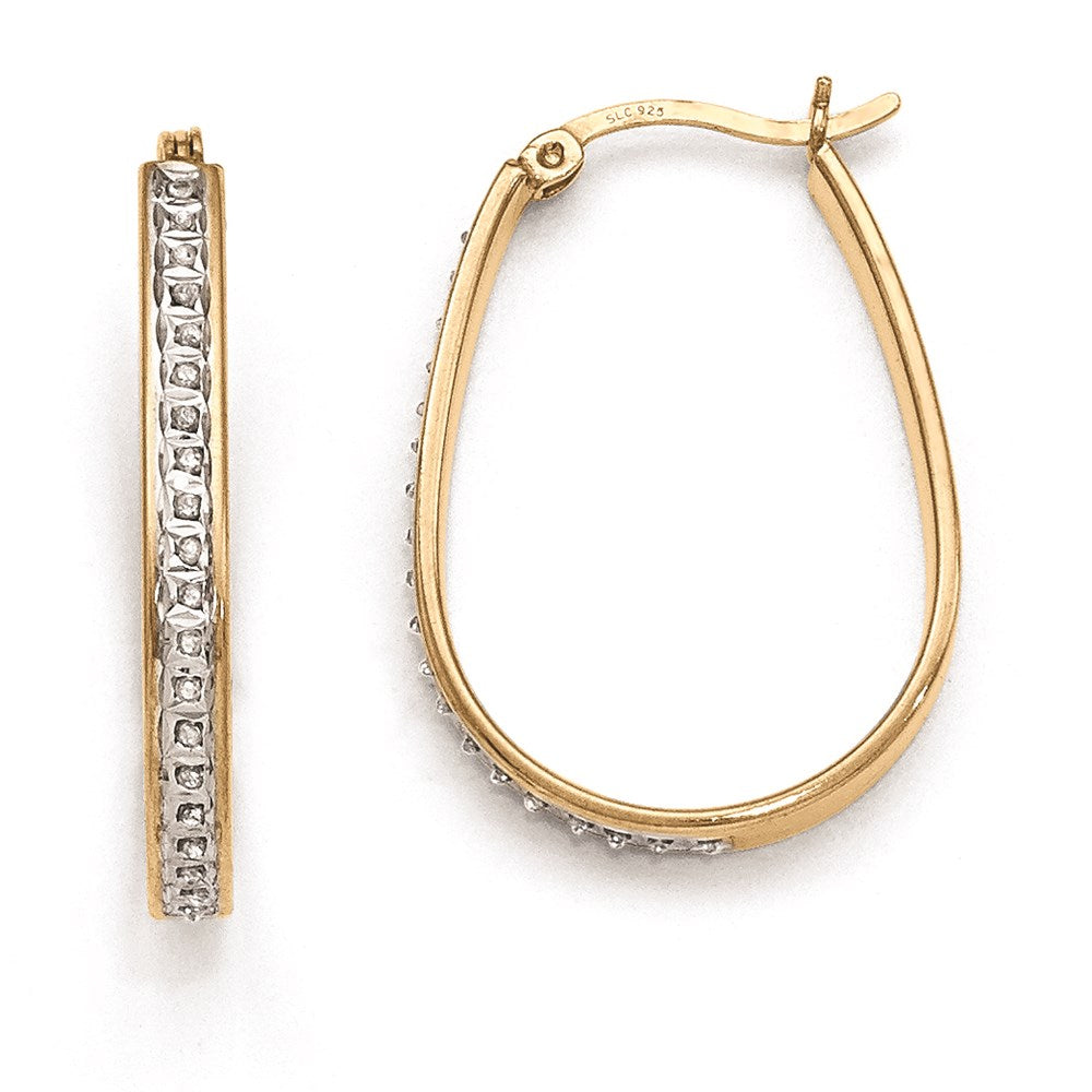 Sterling Silver & Gold-plated Diamond Mystique Pear Hoop Earrings