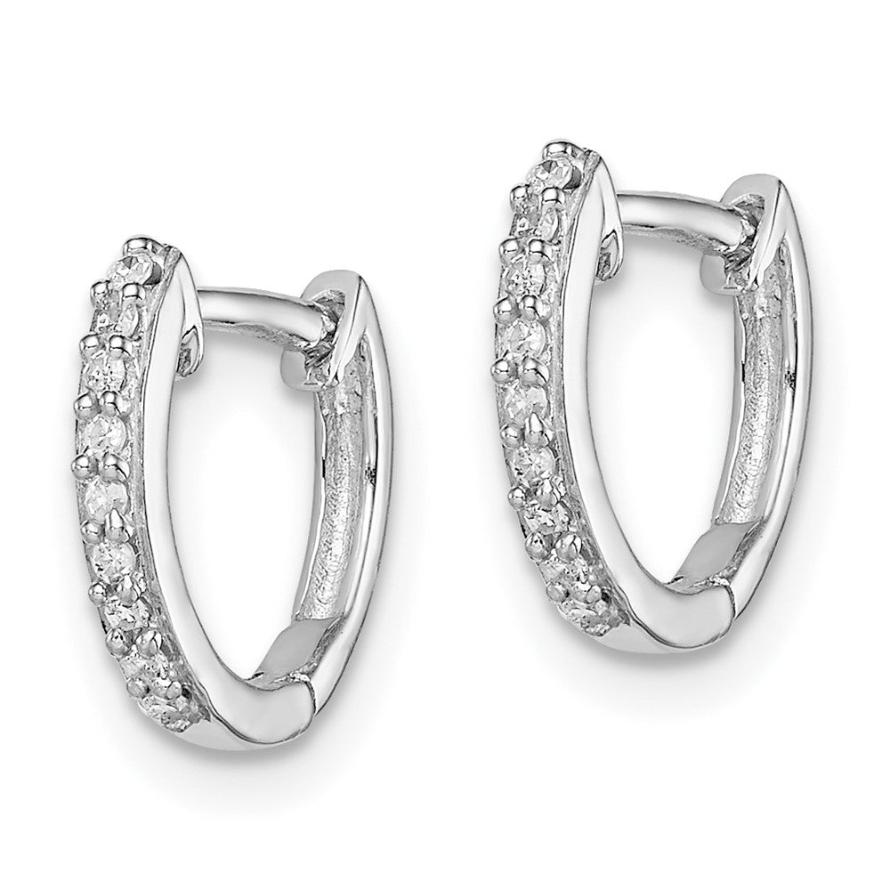 Sterling Silver Rhodium Diamond Huggie Earrings