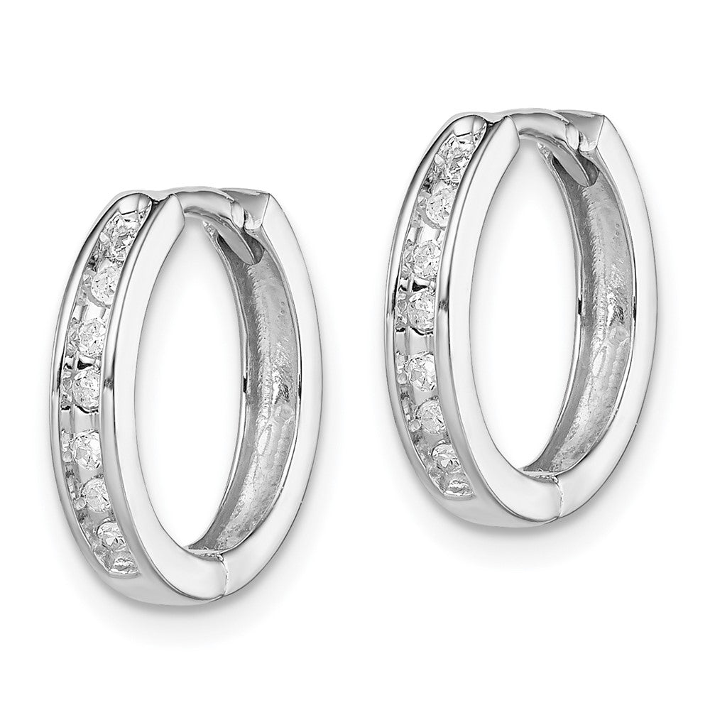 Sterling Silver Rhodium Diamond Huggie Earrings