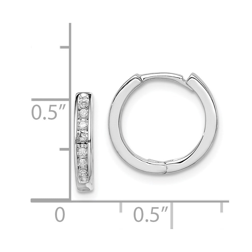 Sterling Silver Rhodium Diamond Huggie Earrings