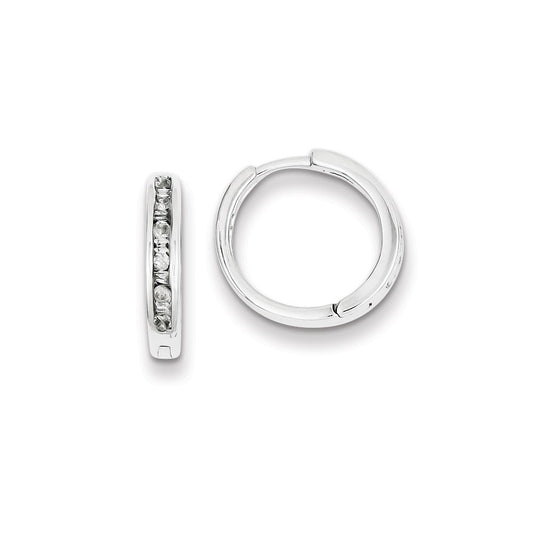 Sterling Silver Baguettes & Round Diamonds Hoop Earrings