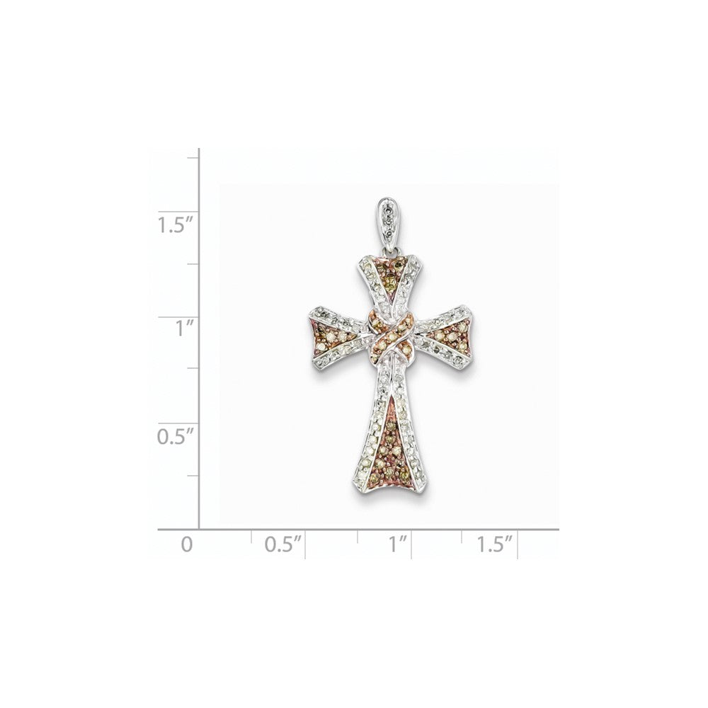 Sterling Silver & Rhodium Diamond Cross Pendant