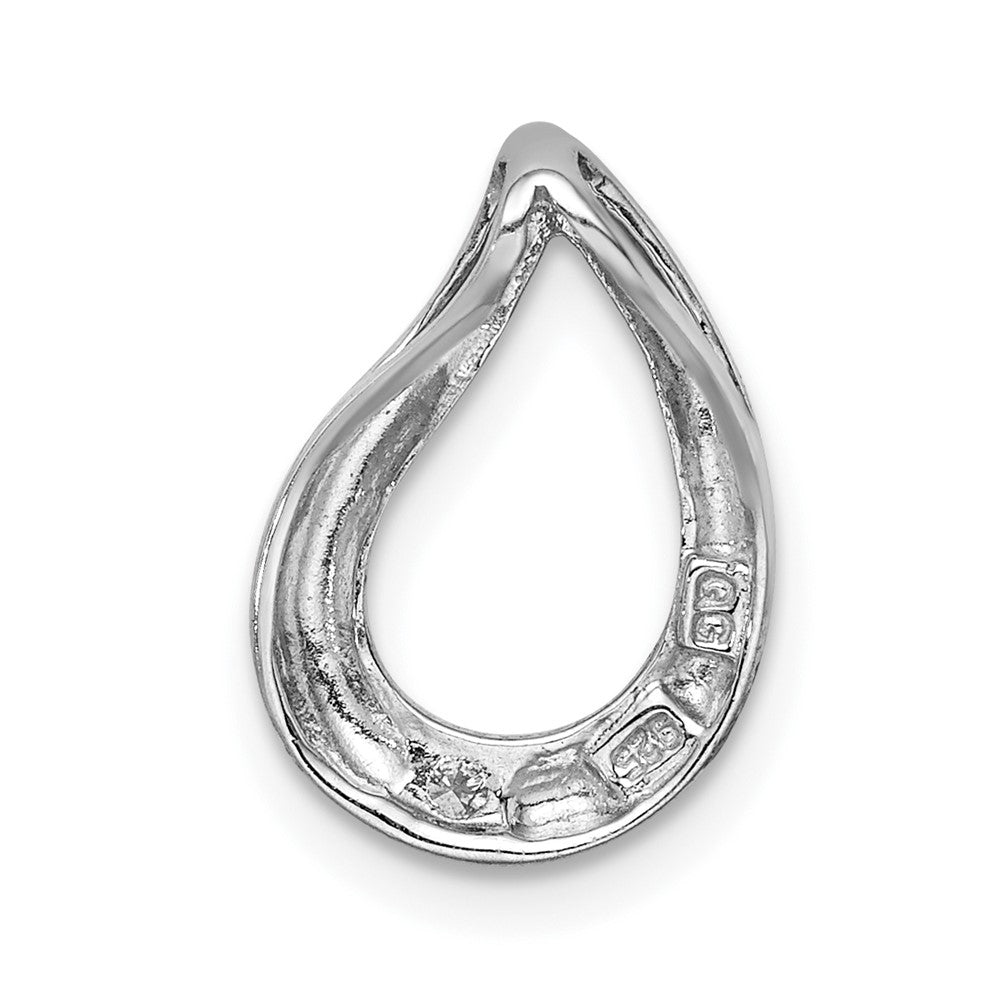 Sterling Silver Rhodium Diamond Teardrop Pendant