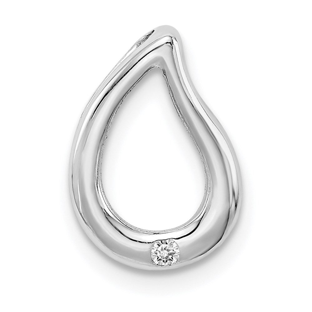 Sterling Silver Rhodium Diamond Teardrop Pendant