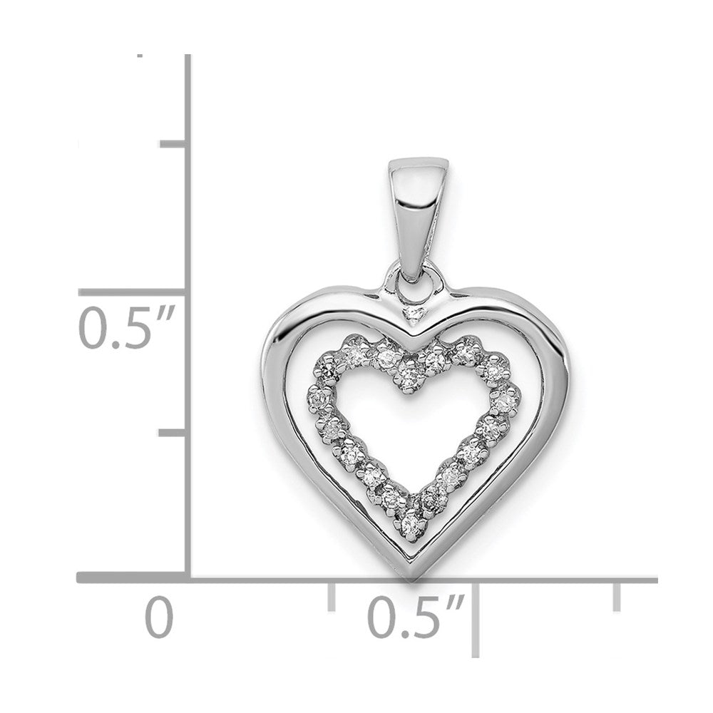 Sterling Silver Rhodium-Plated Diamond Heart Pendant