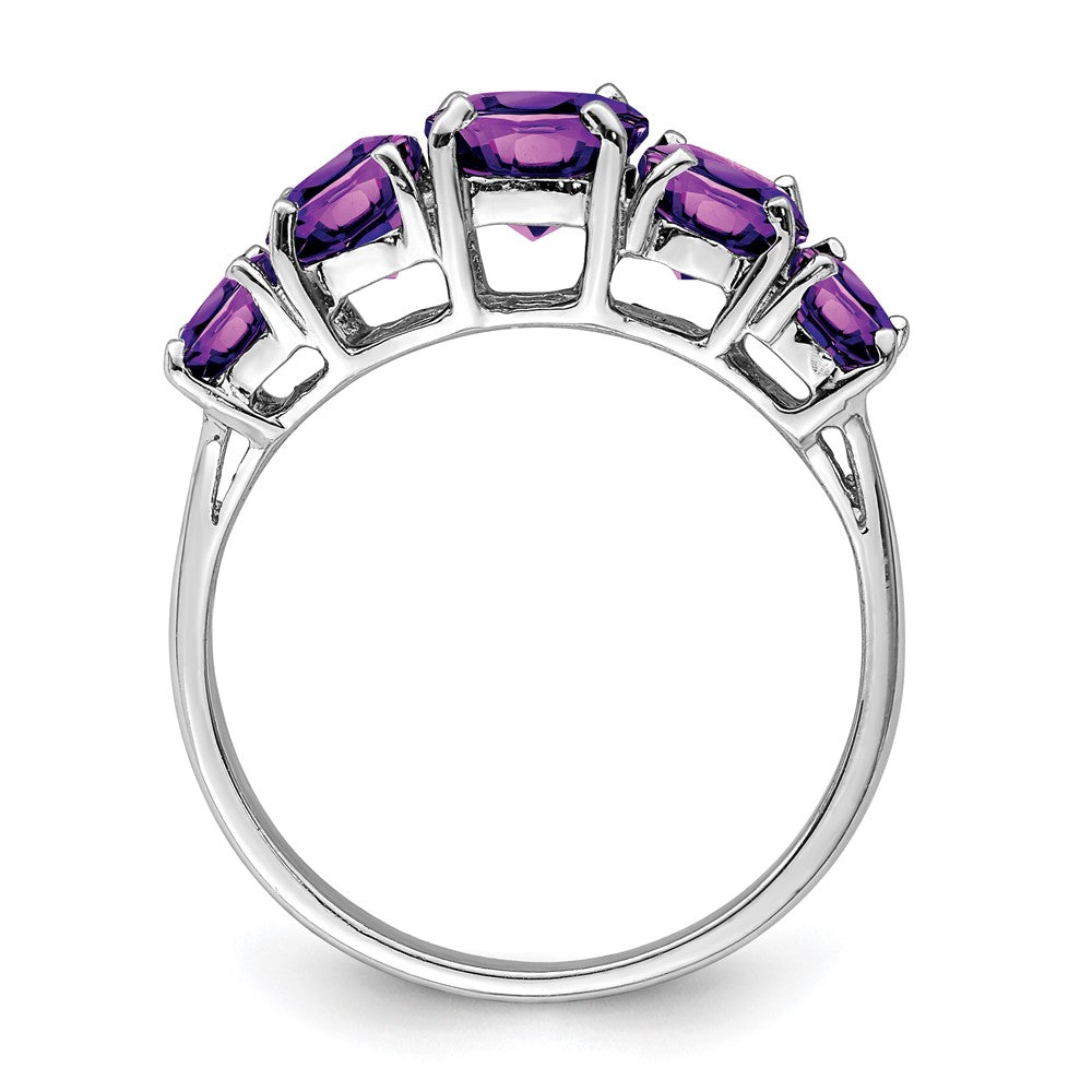 Sterling Silver Rhodium Amethyst Ring