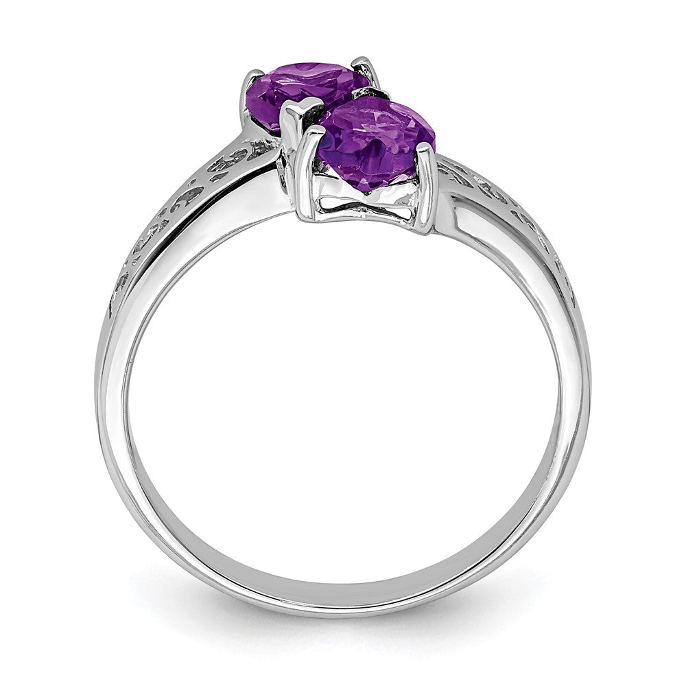 Sterling Silver Rhodium Amethyst Heart Ring