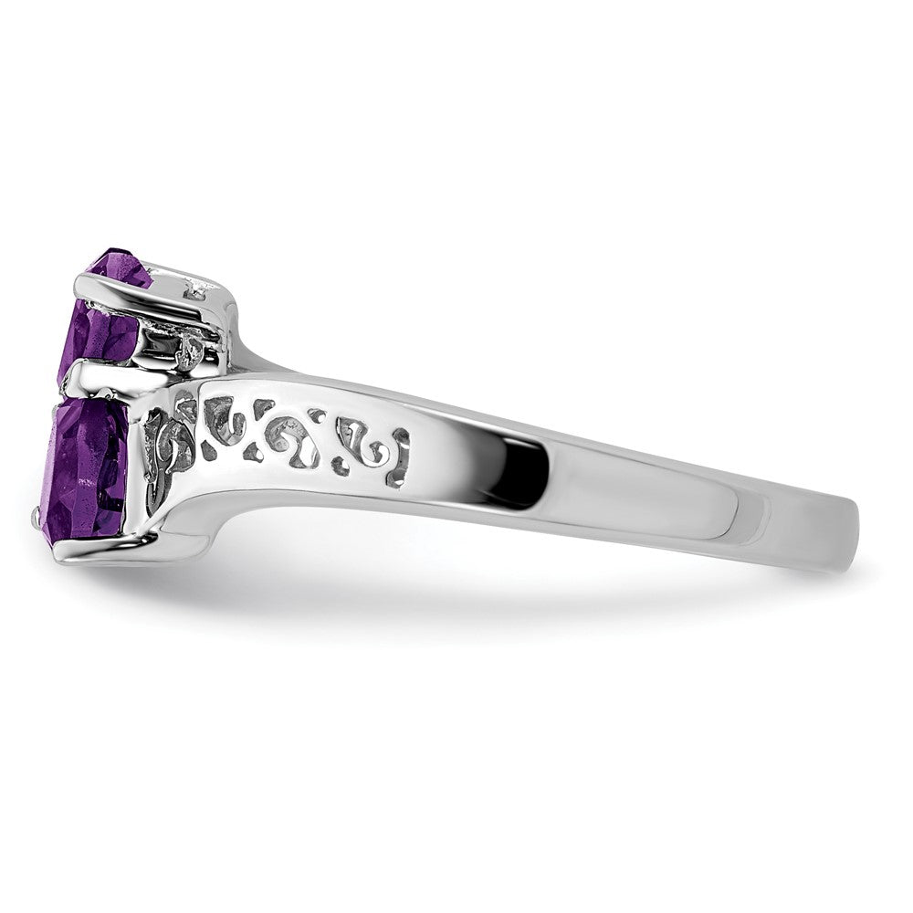 Sterling Silver Rhodium Amethyst Heart Ring