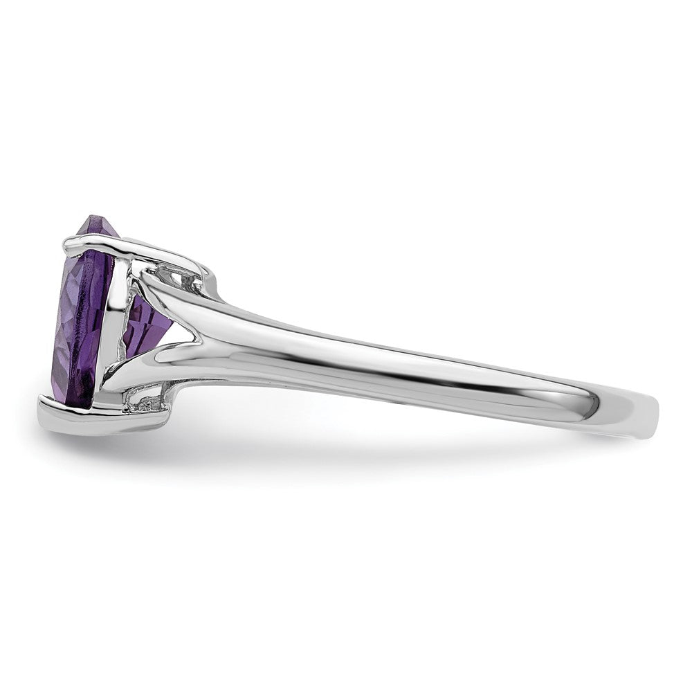 Sterling Silver Rhodium Amethyst Ring