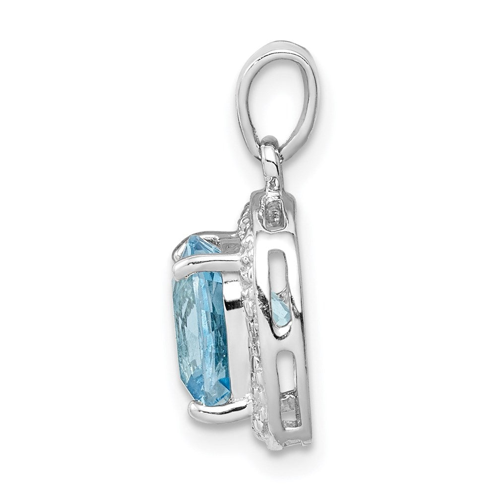 Sterling Silver Rhodium Light Swiss Blue Topaz Pendant