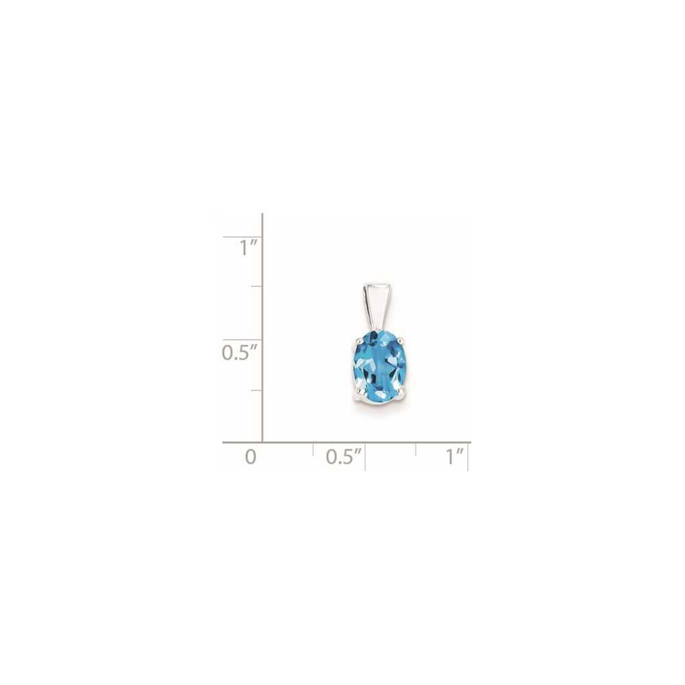 Sterling Silver Rhodium Light Swiss Blue Topaz Pendant