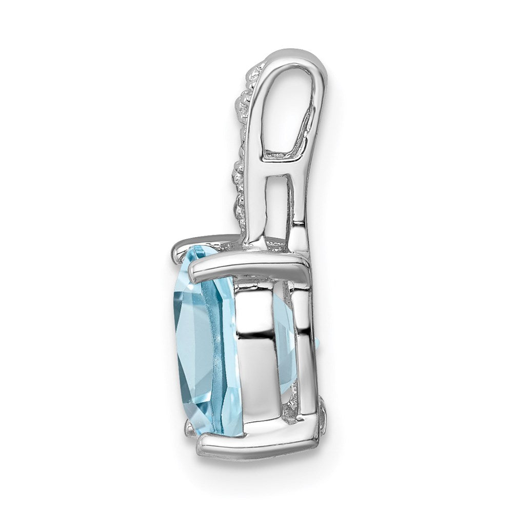 Sterling Silver Rhodium Light Swiss Blue Topaz Pendant