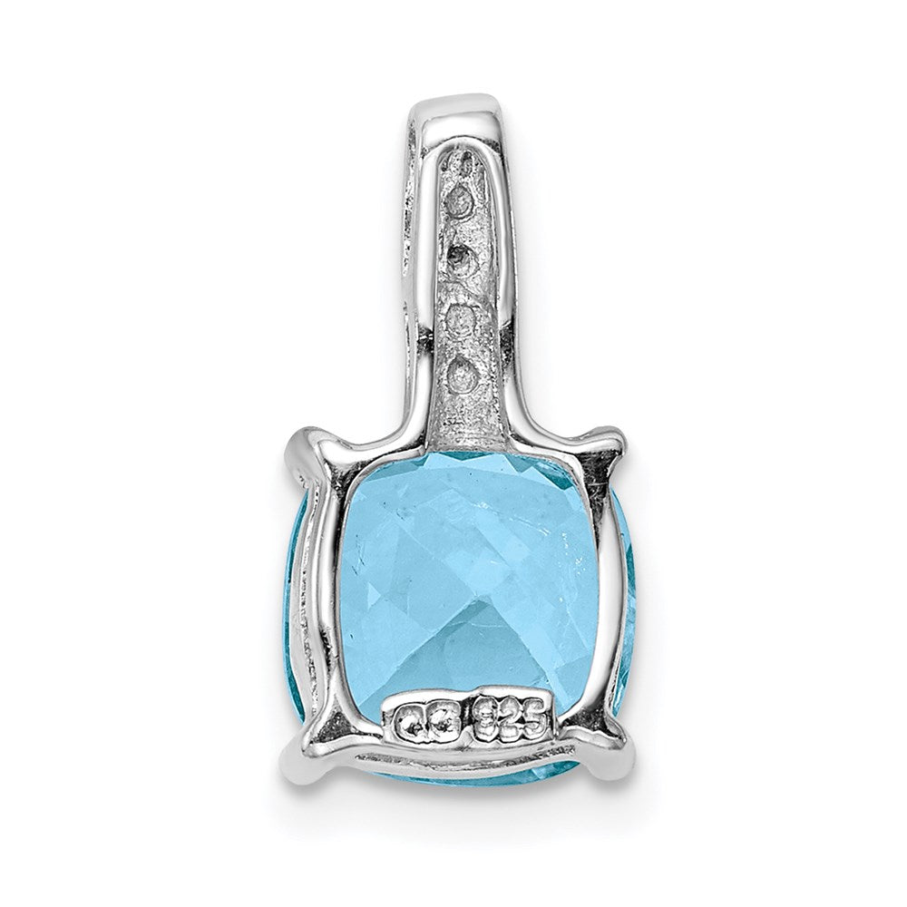 Sterling Silver Rhodium Light Swiss Blue Topaz Pendant