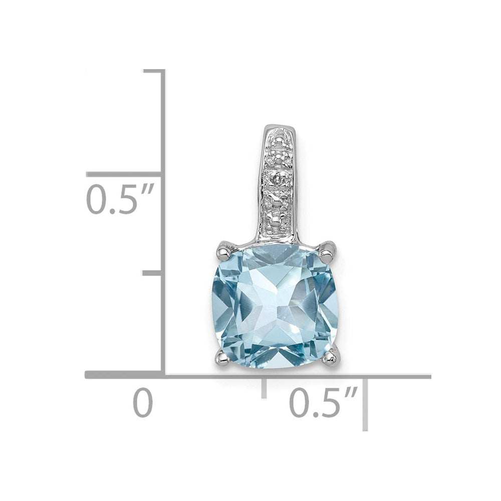 Sterling Silver Rhodium Light Swiss Blue Topaz Pendant