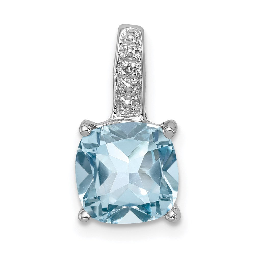 Sterling Silver Rhodium Light Swiss Blue Topaz Pendant