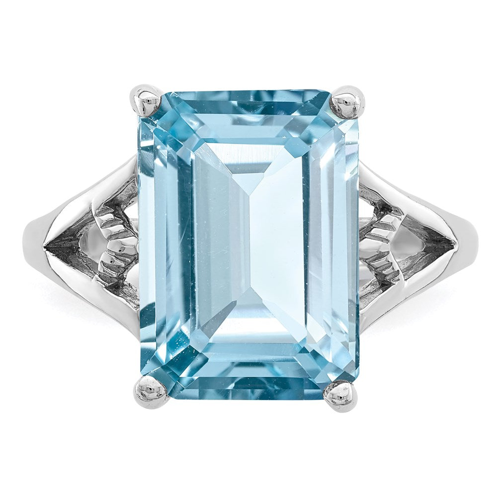 Sterling Silver Rhodium Light Swiss Blue Topaz Ring