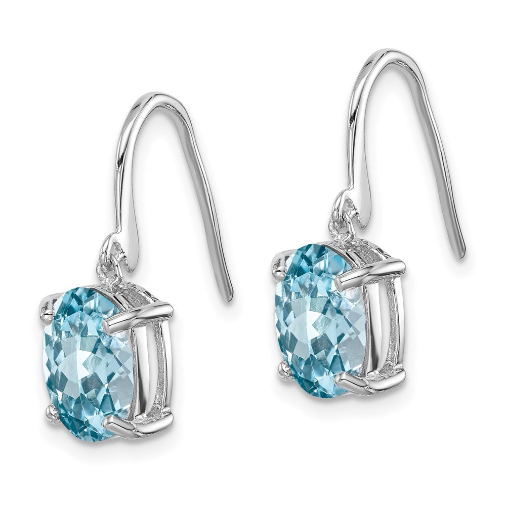 Sterling Silver Rhodium Plated Blue Topaz Wire Earrings