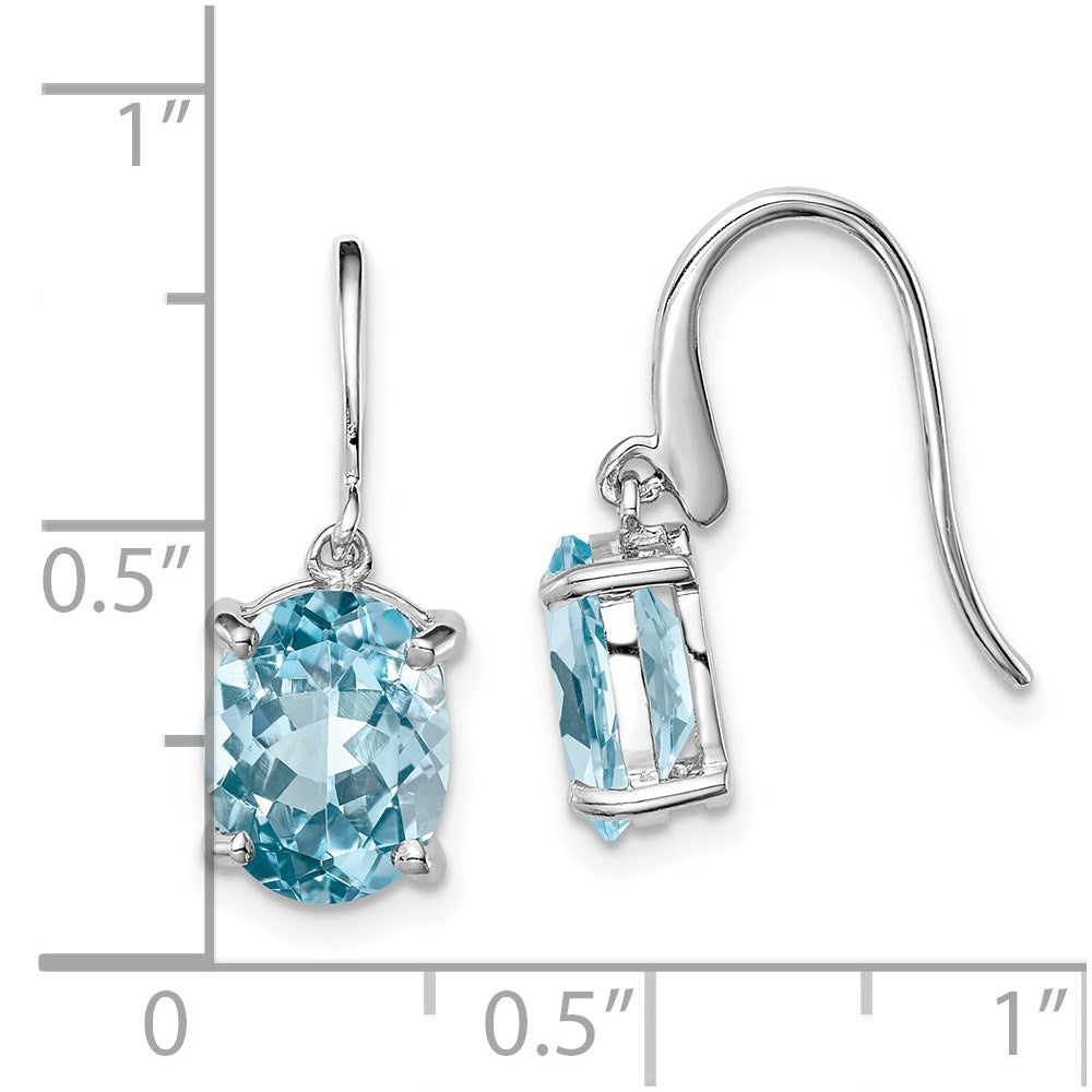 Sterling Silver Rhodium Plated Blue Topaz Wire Earrings