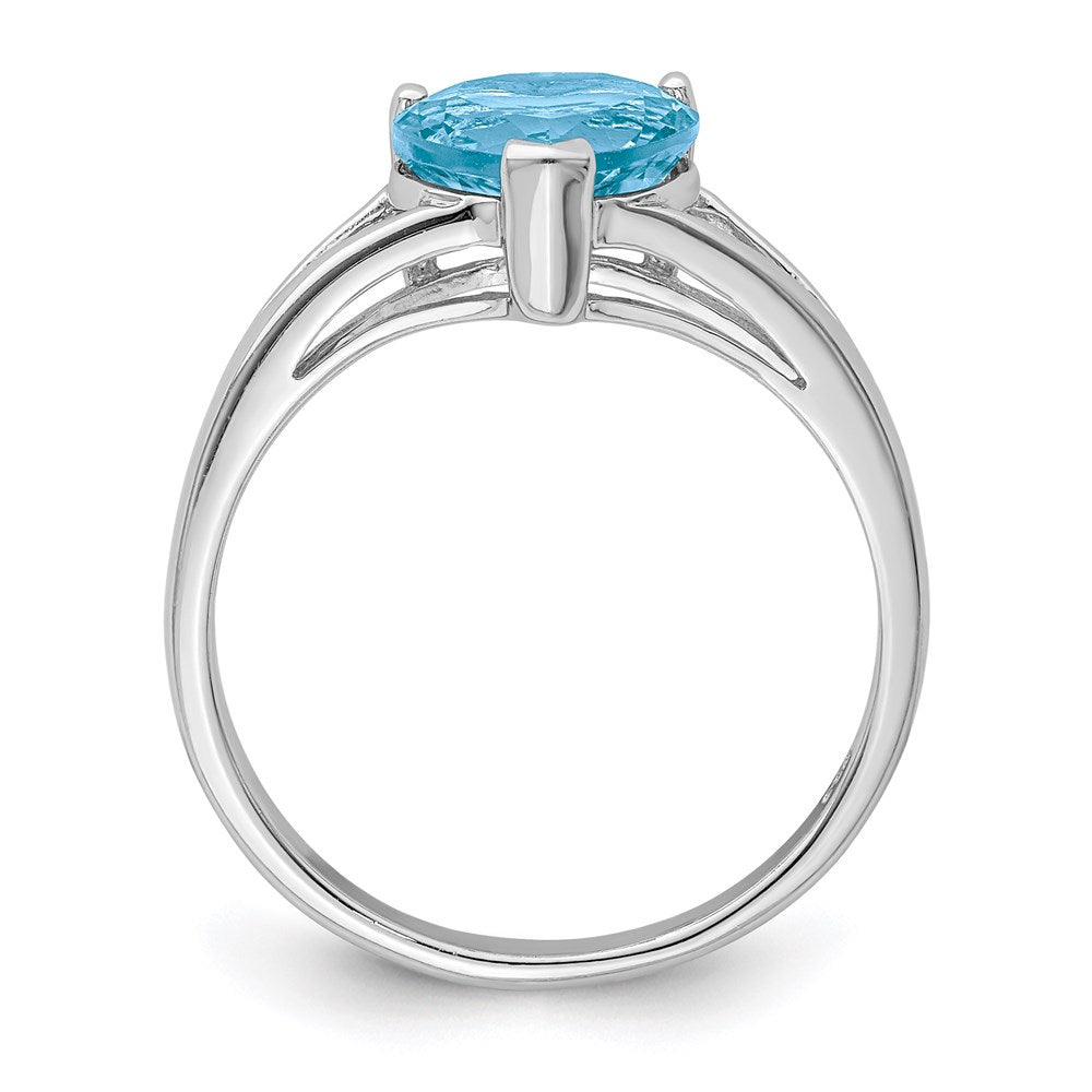 Sterling Silver Rhodium Light Swiss Blue Topaz Heart Ring