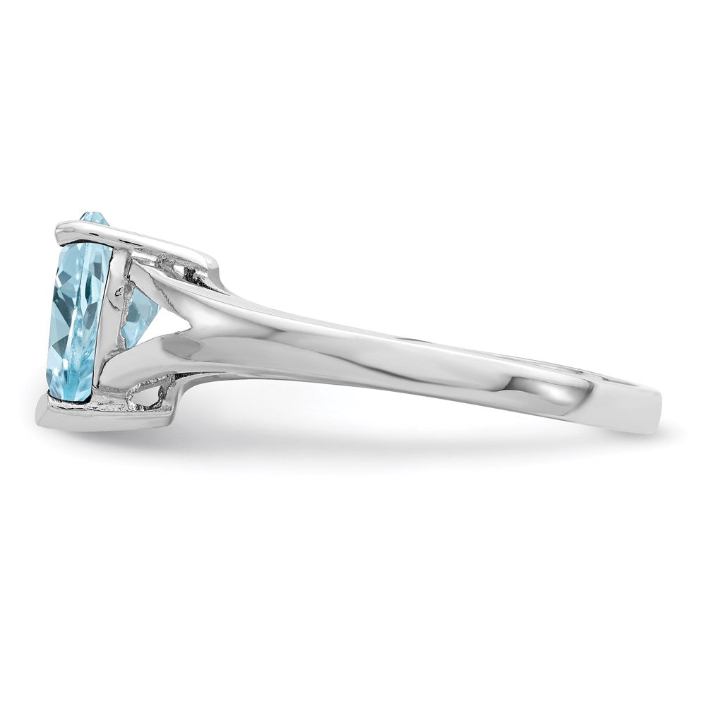 Sterling Silver Rhodium Light Swiss Blue Topaz Heart Ring