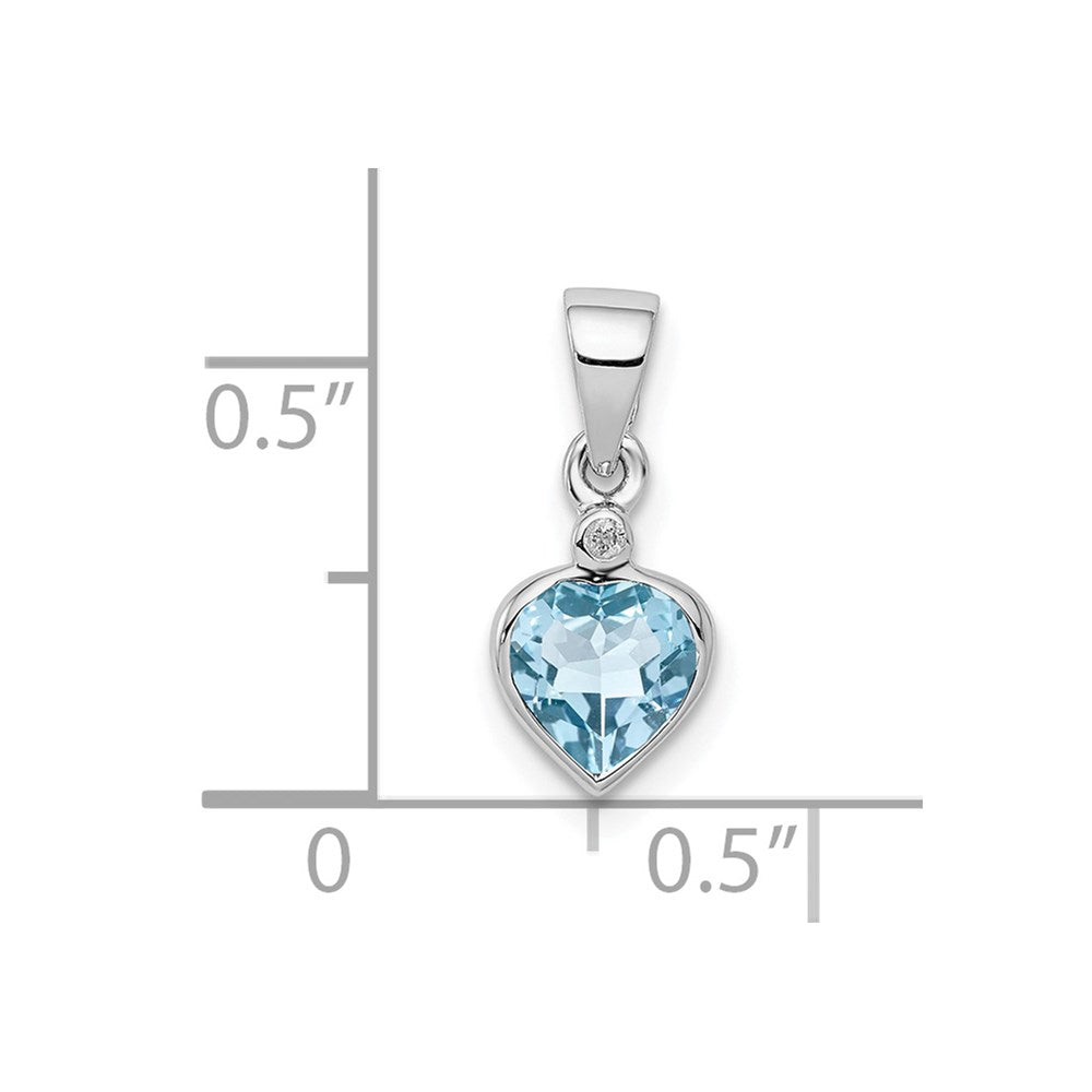 Sterling Silver Rhodium Light Swiss Blue Topaz Diamond Pendant