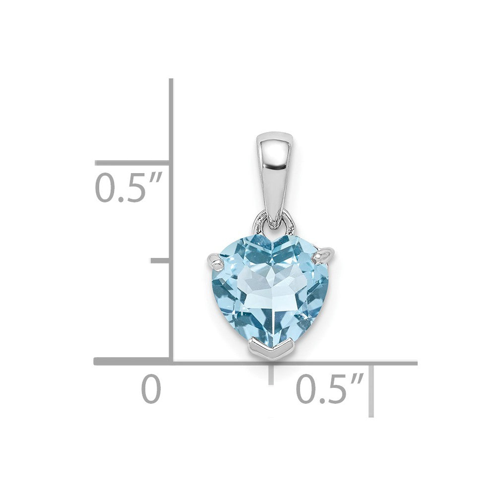 Sterling Silver Rhodium-plated Light Swiss Blue Topaz Pendant