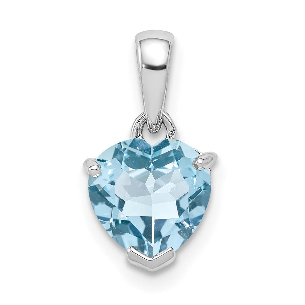 Sterling Silver Rhodium-plated Light Swiss Blue Topaz Pendant