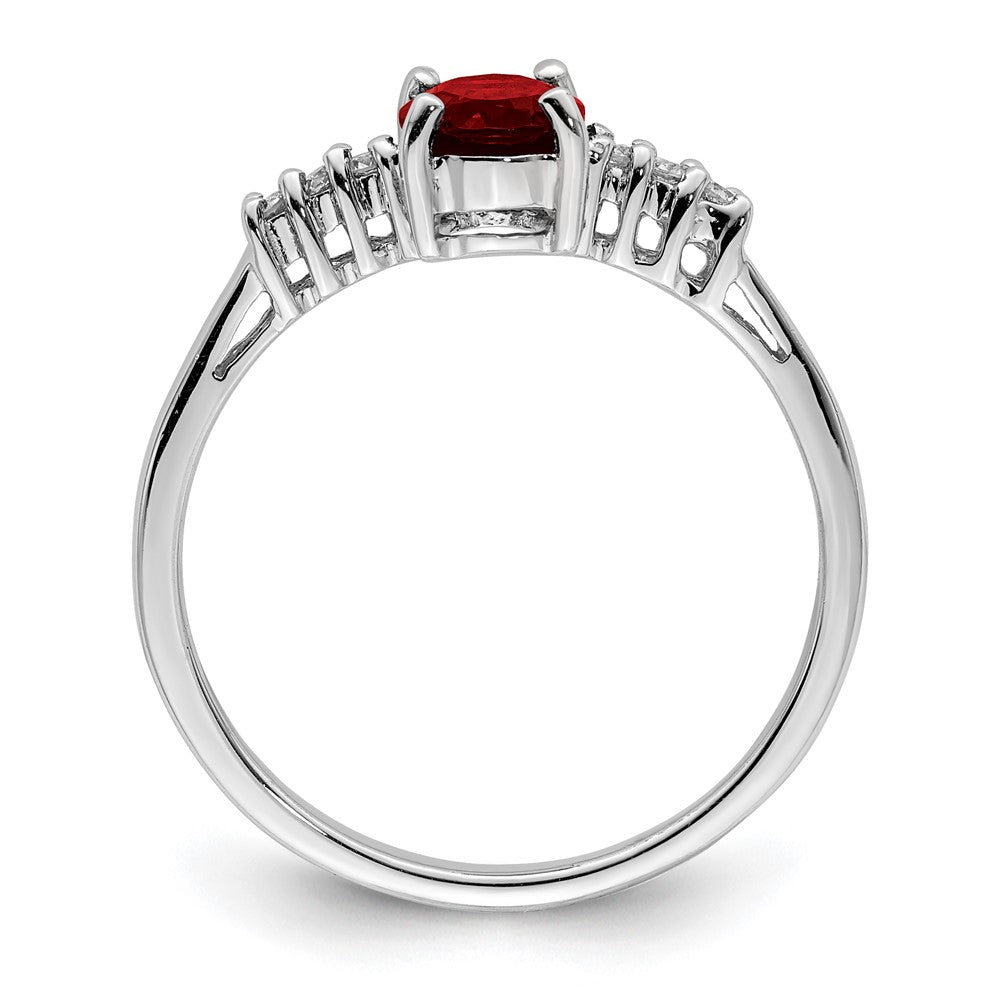 Sterling Silver Rhodium-plated Garnet & Diamond Ring