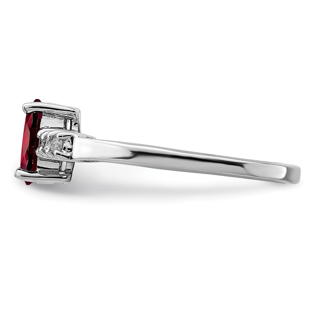 Sterling Silver Rhodium-plated Garnet & Diamond Ring