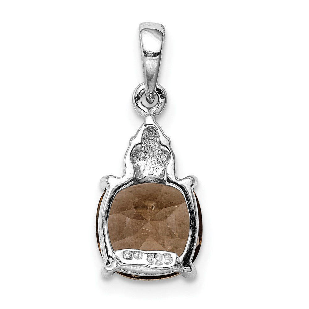 Sterling Silver Rhodium Smoky Quartz & Diamond Pendant