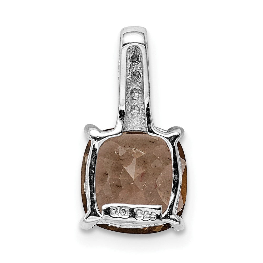 Sterling Silver Rhodium Smoky Quartz & Diamond Pendant