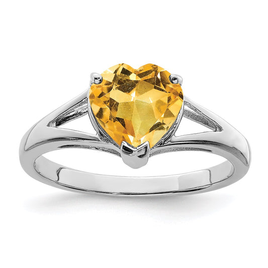 Sterling Silver Rhodium Citrine Ring