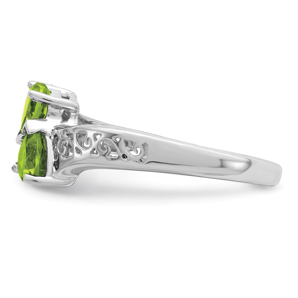 Sterling Silver Rhodium Peridot Heart Ring