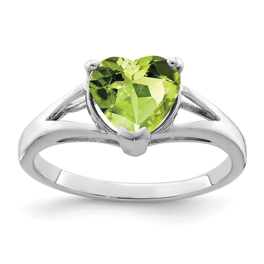 Sterling Silver Rhodium Peridot Ring