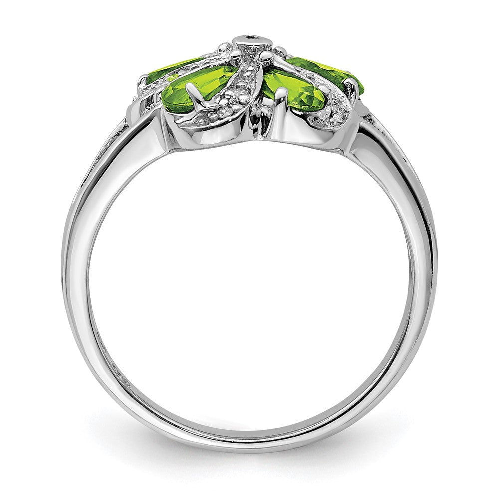 Sterling Silver Rhodium Peridot Diamond Ring