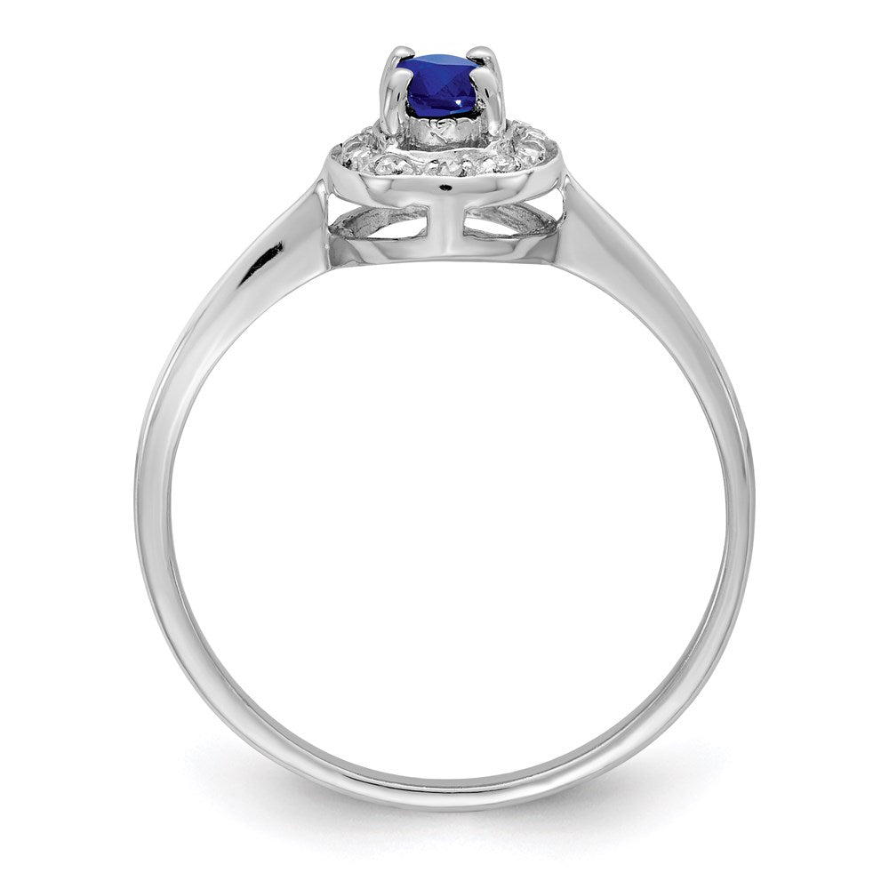 Sterling Silver Rhodium-plated Sapphire & Diamond Ring