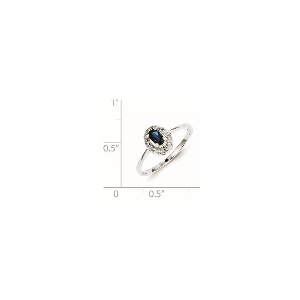 Sterling Silver Rhodium-plated Sapphire & Diamond Ring