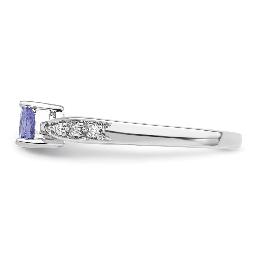 Sterling Silver Rhodium Tanzanite & Diamond Ring