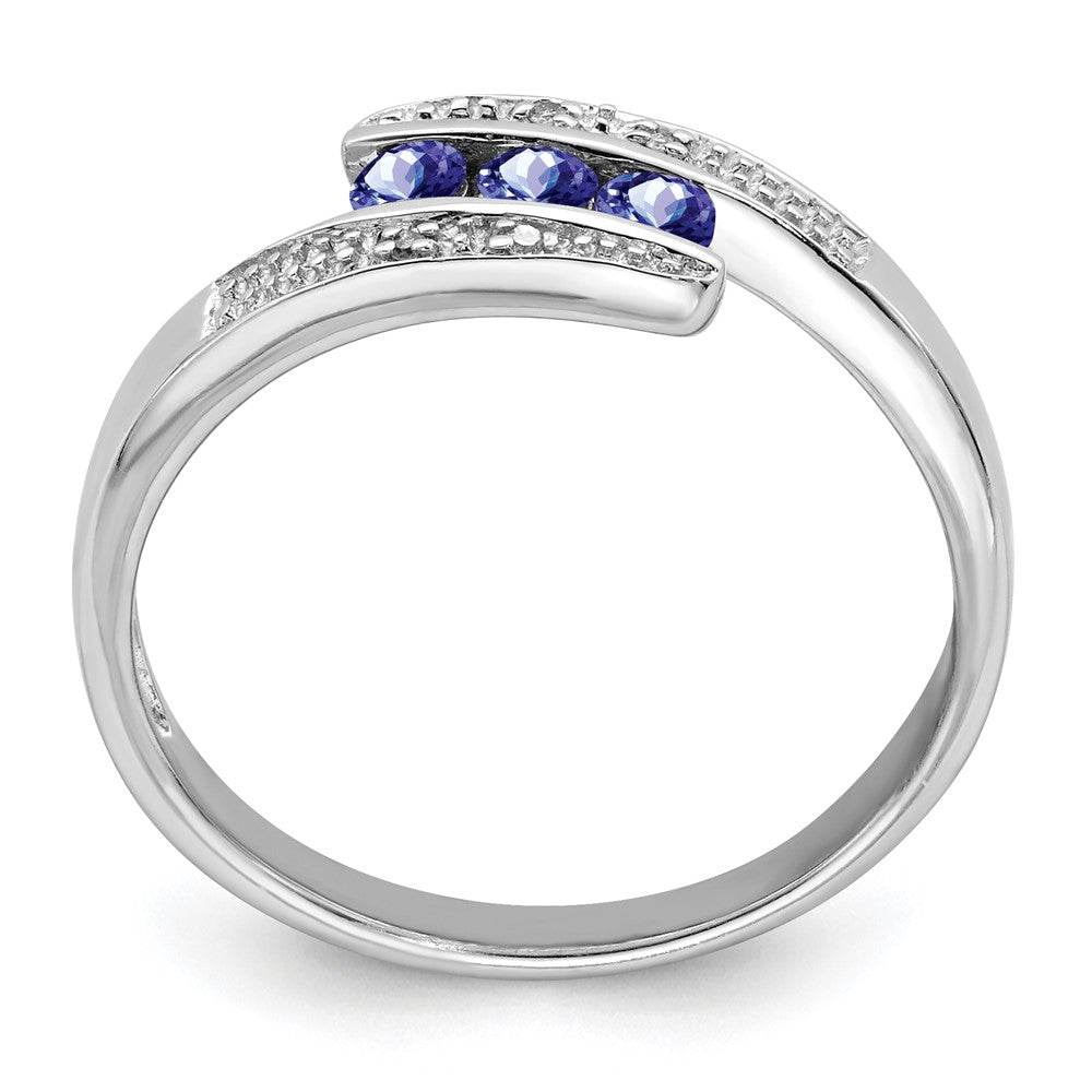 Sterling Silver Rhodium Tanzanite & Diamond Ring