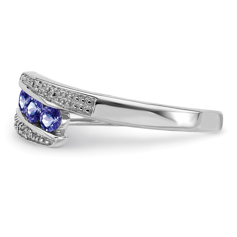 Sterling Silver Rhodium Tanzanite & Diamond Ring