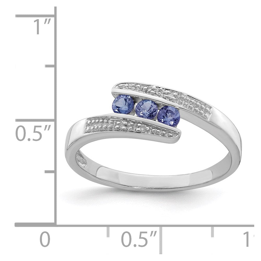 Sterling Silver Rhodium Tanzanite & Diamond Ring